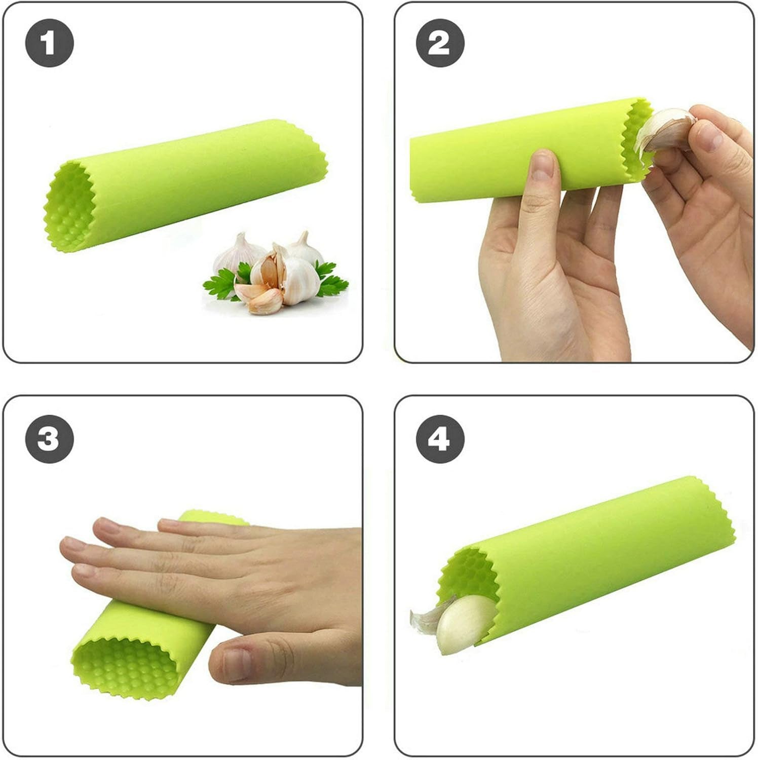 Premium Stainless Steel Garlic Press Rocker - Effortless Mincing with Ergonomic Handle & Peeler Included!
