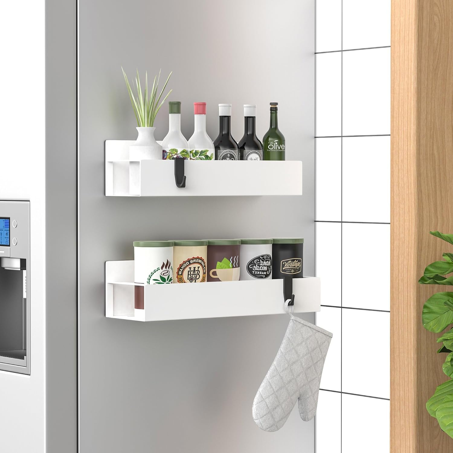 2-Pack Magnetic Spice Rack Organizer for Refrigerator 