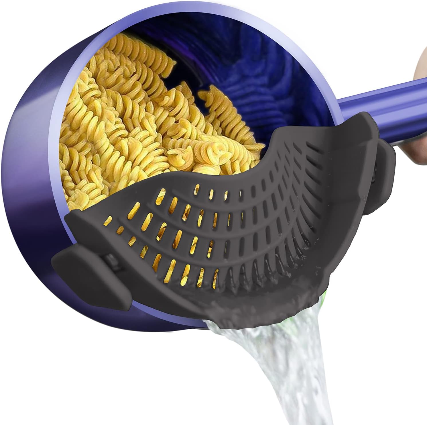 Silicone Clip-On Strainer for Pots & Pans – Pasta, Veggies, Meat, Fruit