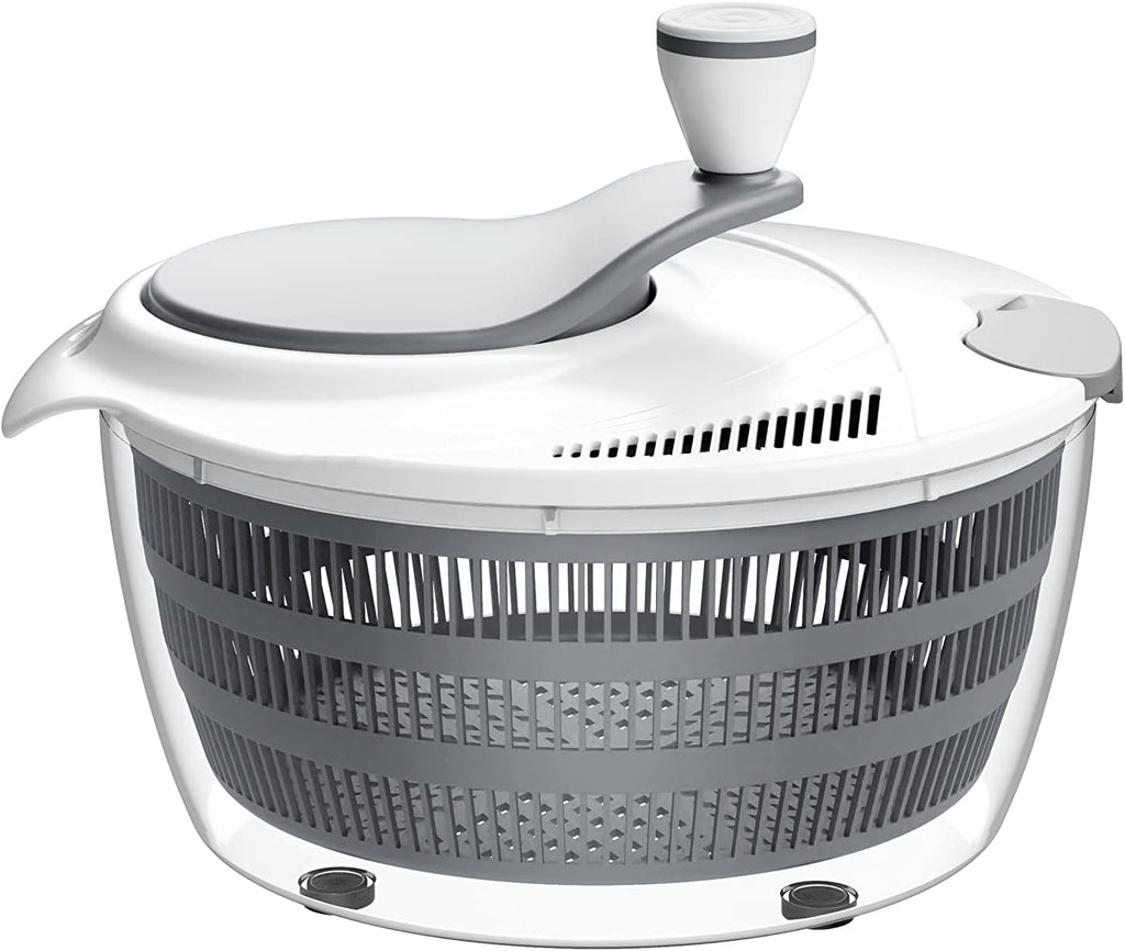 Salad Spinner - Kitchen Gadgets Vegetable Washer, High Efficiency for Home Kitchen Washing & Drying Leafy Vegetables, One-Handed Handle Easy Press 3.8 Qt White