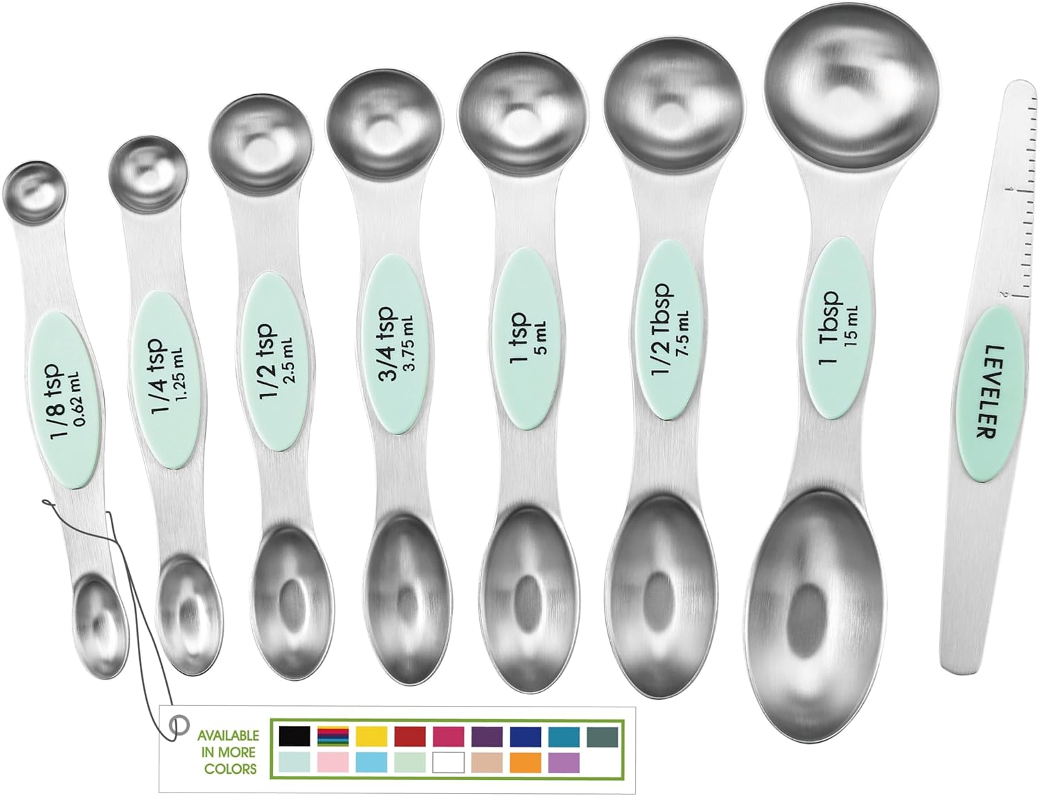 Stainless Steel Magnetic Measuring Spoons – 8-Piece Set with Strong N45 Magnets & Leveler, Heavy-Duty Kitchen Gadgets for Baking & Cooking, Fits Most Spice Jars, 