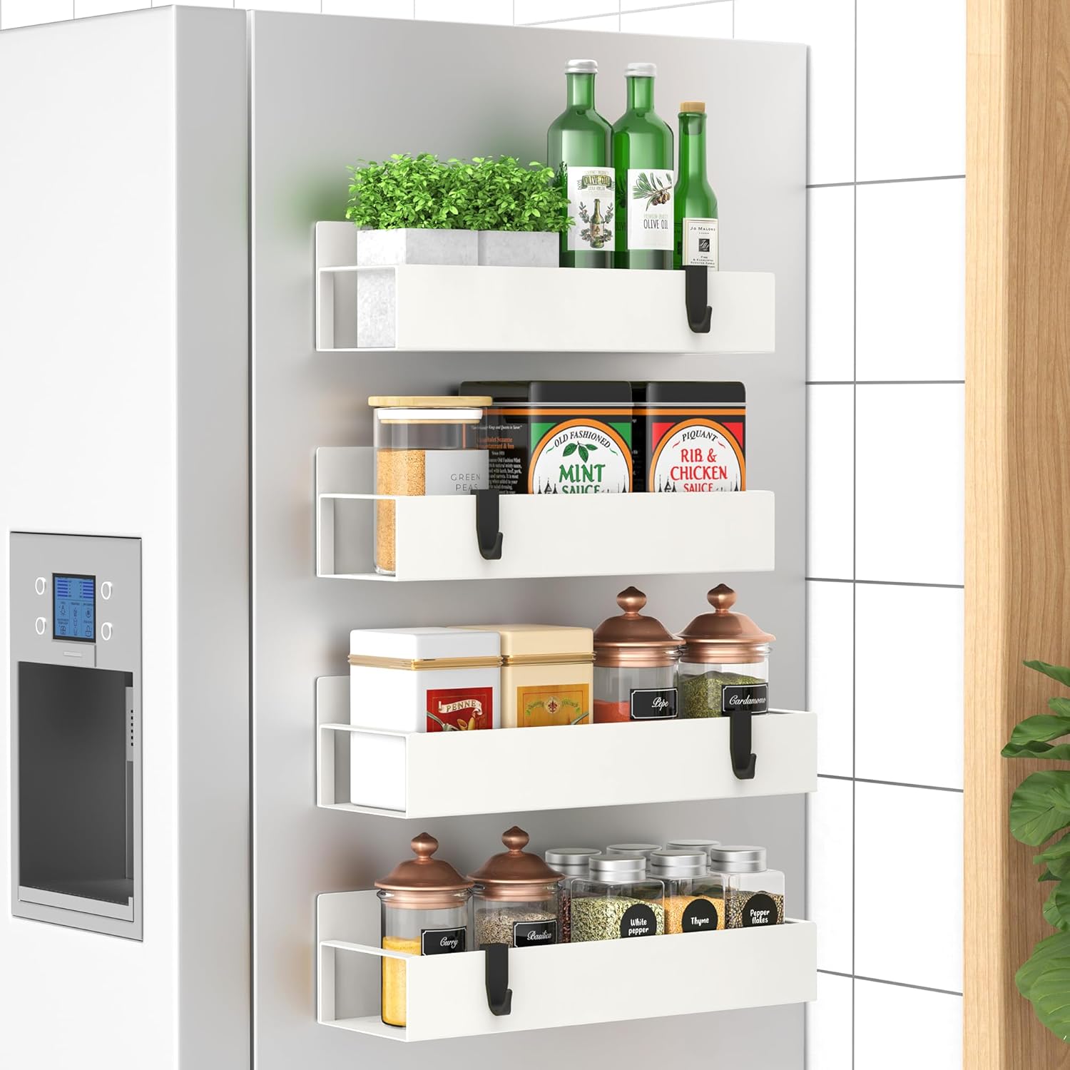 4-Pack Magnetic Metal Spice Rack Organizer