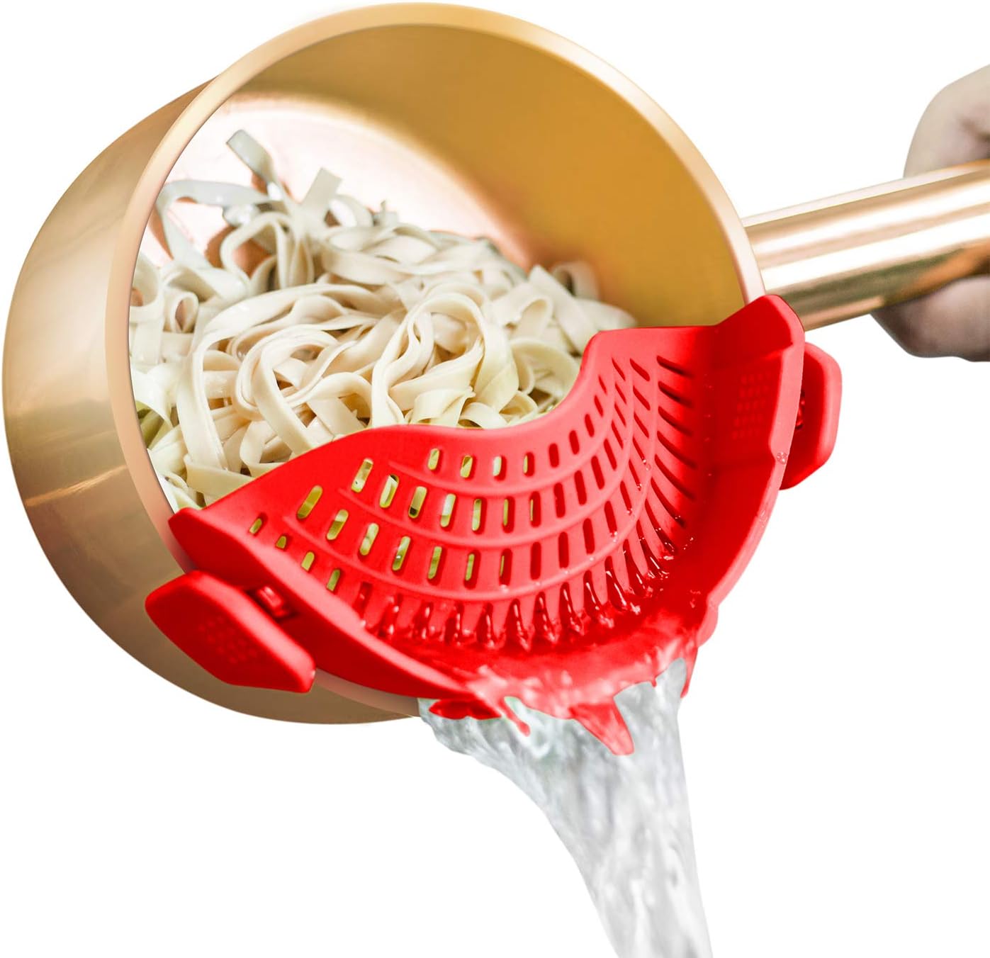 Silicone Clip-On Strainer for Pots & Pans – Pasta, Veggies, Meat, Fruit
