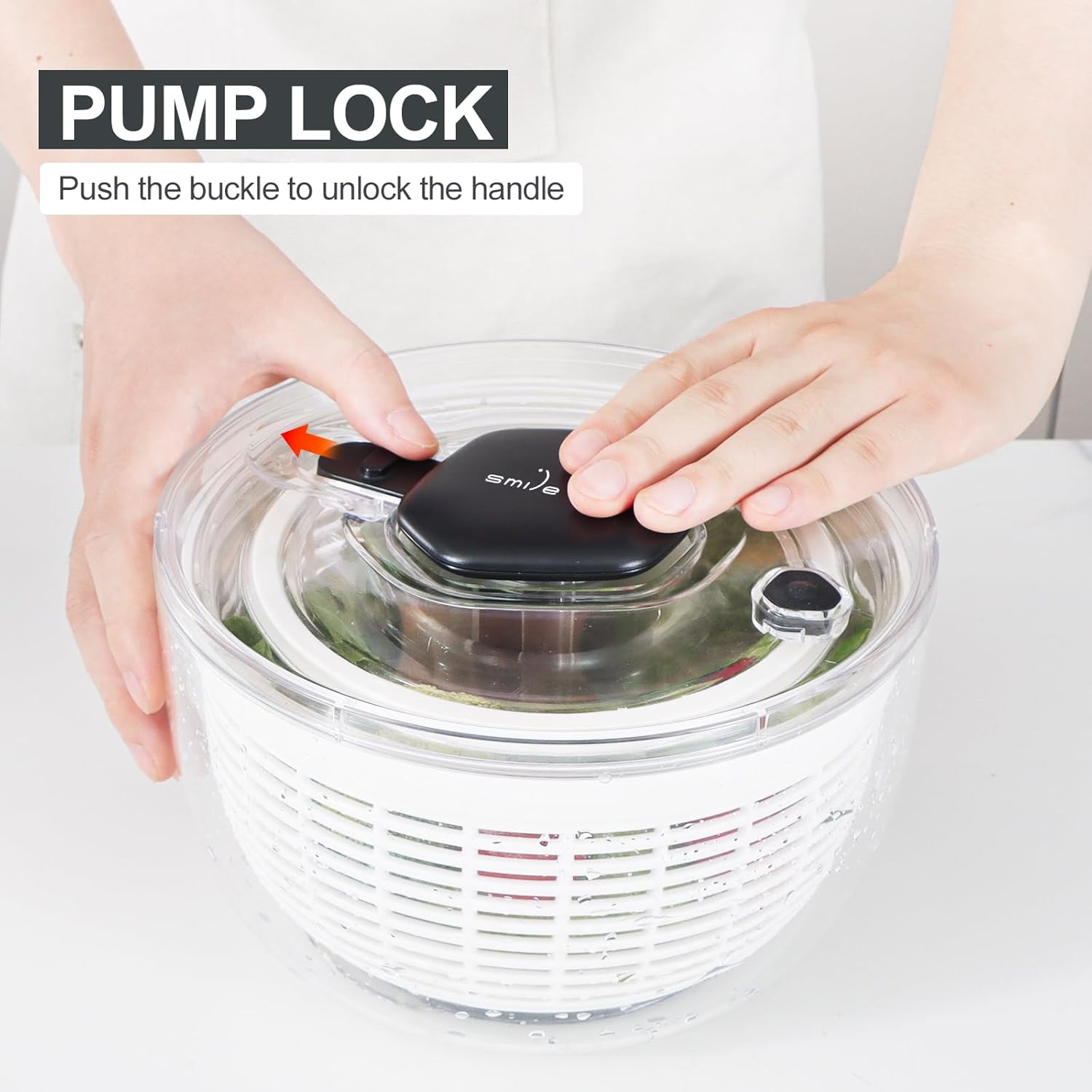 Salad Spinner - Kitchen Gadgets Vegetable Washer, High Efficiency for Home Kitchen Washing & Drying Leafy Vegetables, One-Handed Handle Easy Press 3.8 Qt White