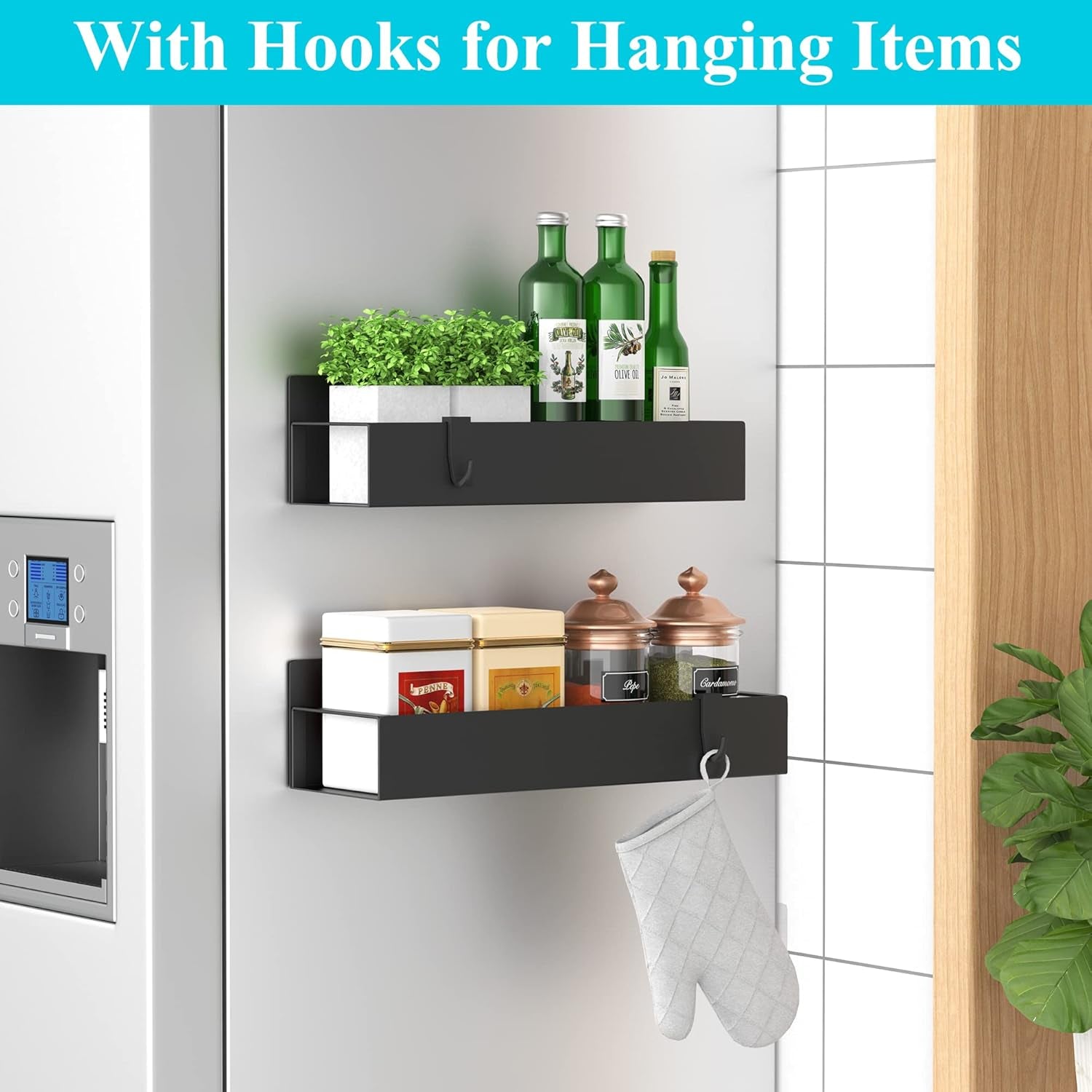 2-Pack Magnetic Spice Rack Organizer for Refrigerator 