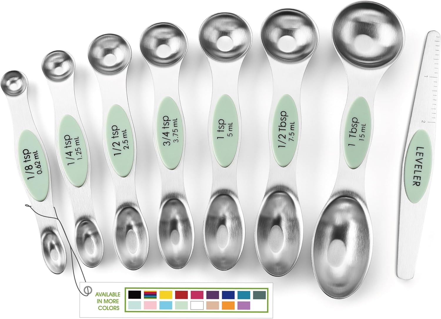 Stainless Steel Magnetic Measuring Spoons – 8-Piece Set with Strong N45 Magnets & Leveler, Heavy-Duty Kitchen Gadgets for Baking & Cooking, Fits Most Spice Jars, 