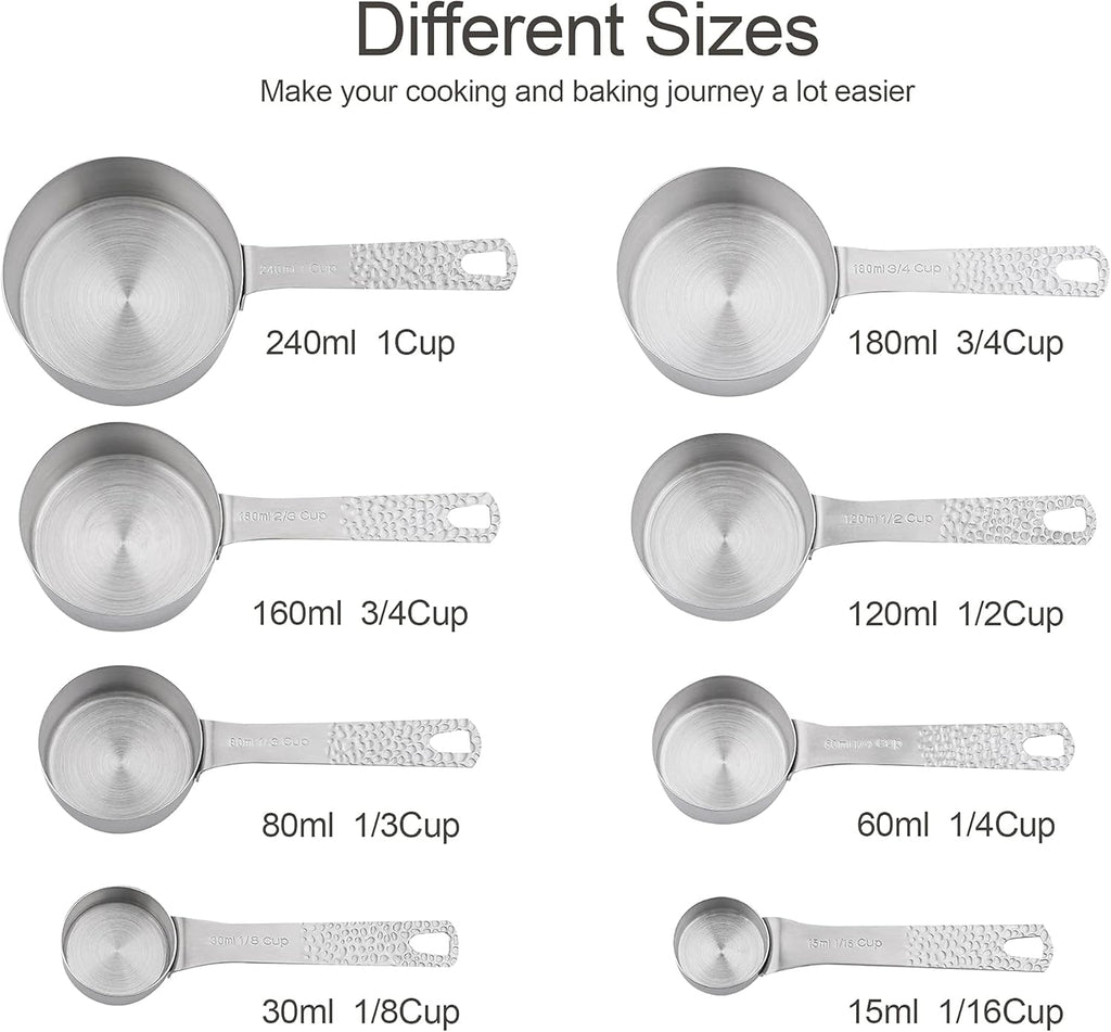 All-in-One 18-Piece Stainless Steel Measuring Set – 8 Cups + 9 Spoons with Leveler for Dry & Liquid Ingredients