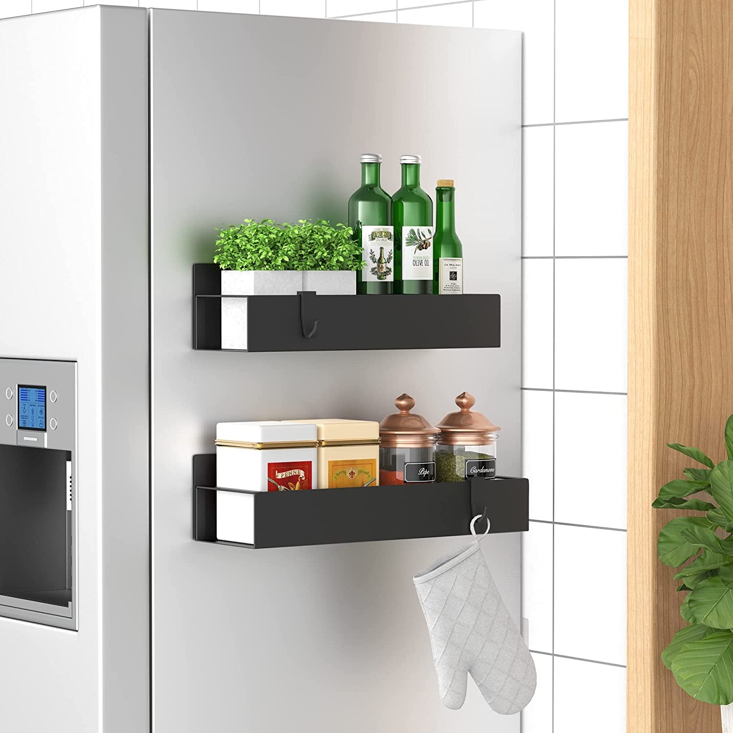 2-Pack Magnetic Spice Rack Organizer for Refrigerator 