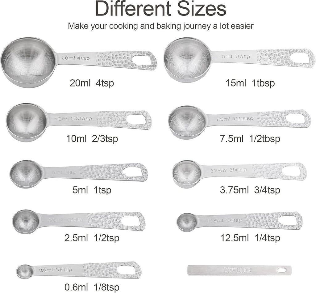 All-in-One 18-Piece Stainless Steel Measuring Set – 8 Cups + 9 Spoons with Leveler for Dry & Liquid Ingredients