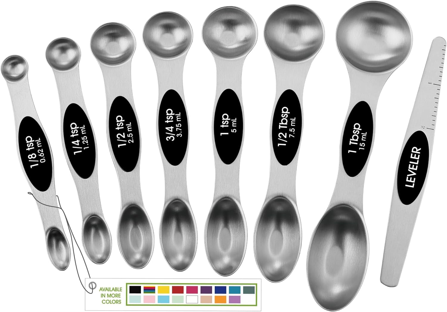 Stainless Steel Magnetic Measuring Spoons – 8-Piece Set with Strong N45 Magnets & Leveler, Heavy-Duty Kitchen Gadgets for Baking & Cooking, Fits Most Spice Jars, 